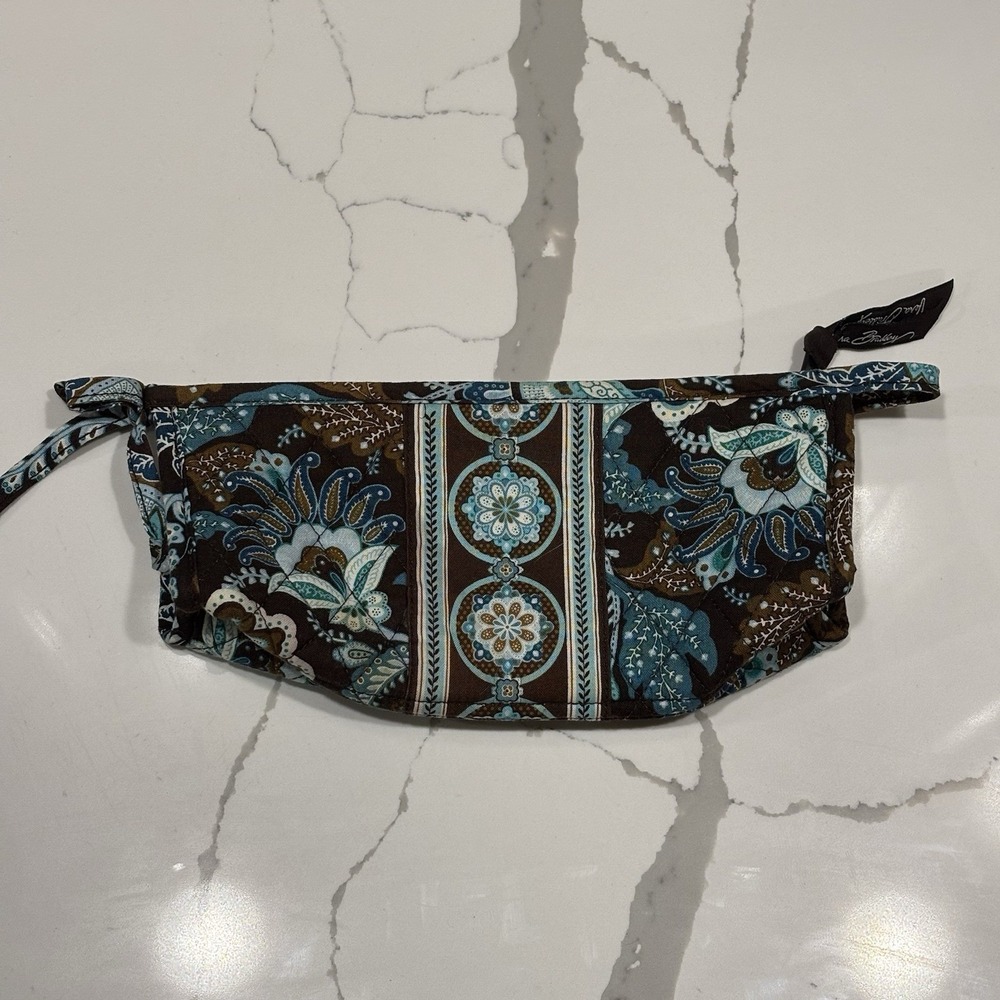 Vera Bradley Java Blue Cosmetic Pouch Travel Makeup Pencil Bag Quilted Retired